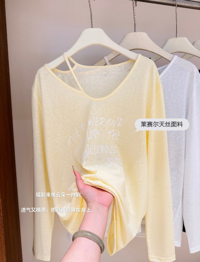 Thin Korean style T-shirt letters summer tops for women