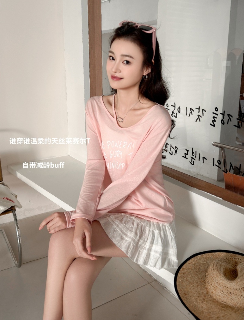 Thin Korean style T-shirt letters summer tops for women