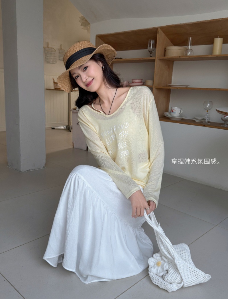 Thin Korean style T-shirt letters summer tops for women