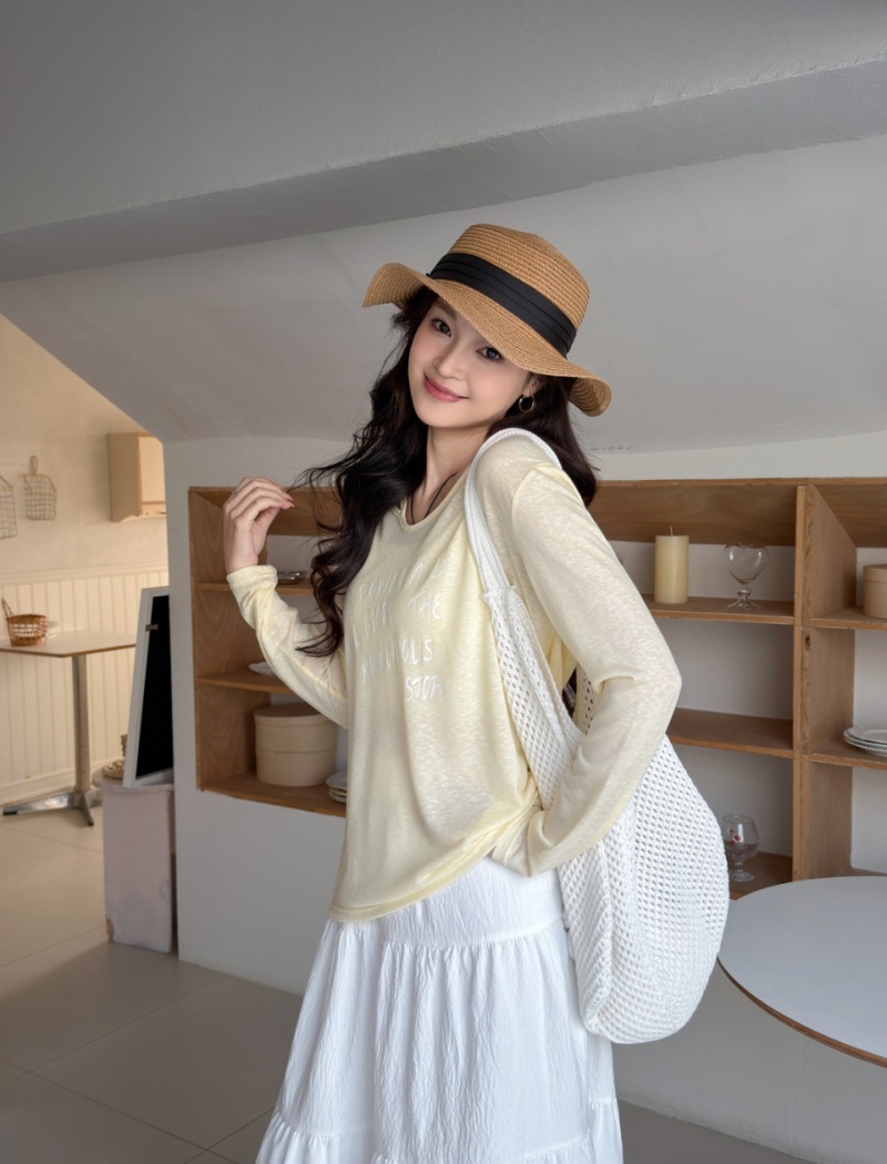 Thin Korean style T-shirt letters summer tops for women