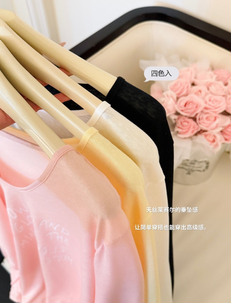 Thin Korean style T-shirt letters summer tops for women