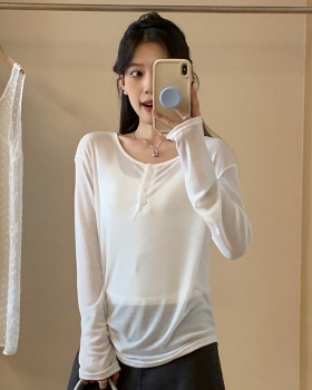 Summer long sleeve smock loose thin shirts for women