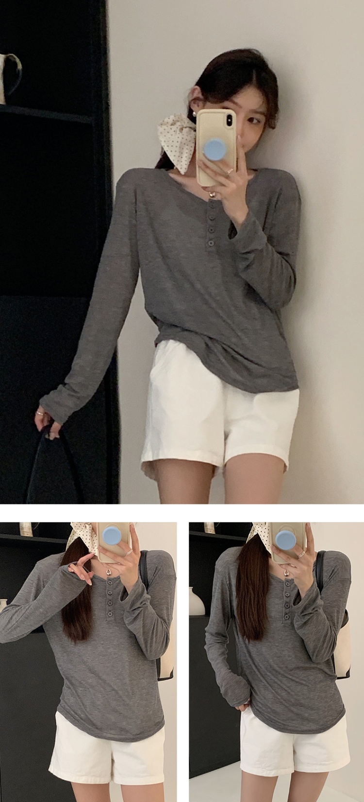 Summer long sleeve smock loose thin shirts for women