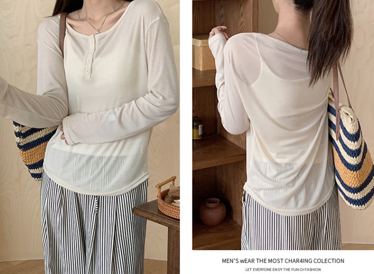 Summer long sleeve smock loose thin shirts for women