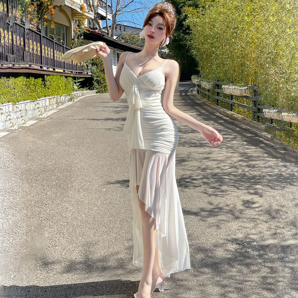 Enticement vacation halter dress slim pink formal dress