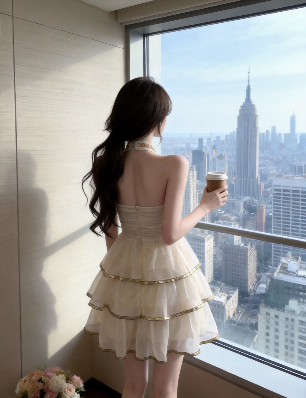 Diamond halter France style niche gauze dress for women