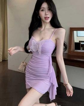 Gauze tassels bottoming sling sexy splice short dress