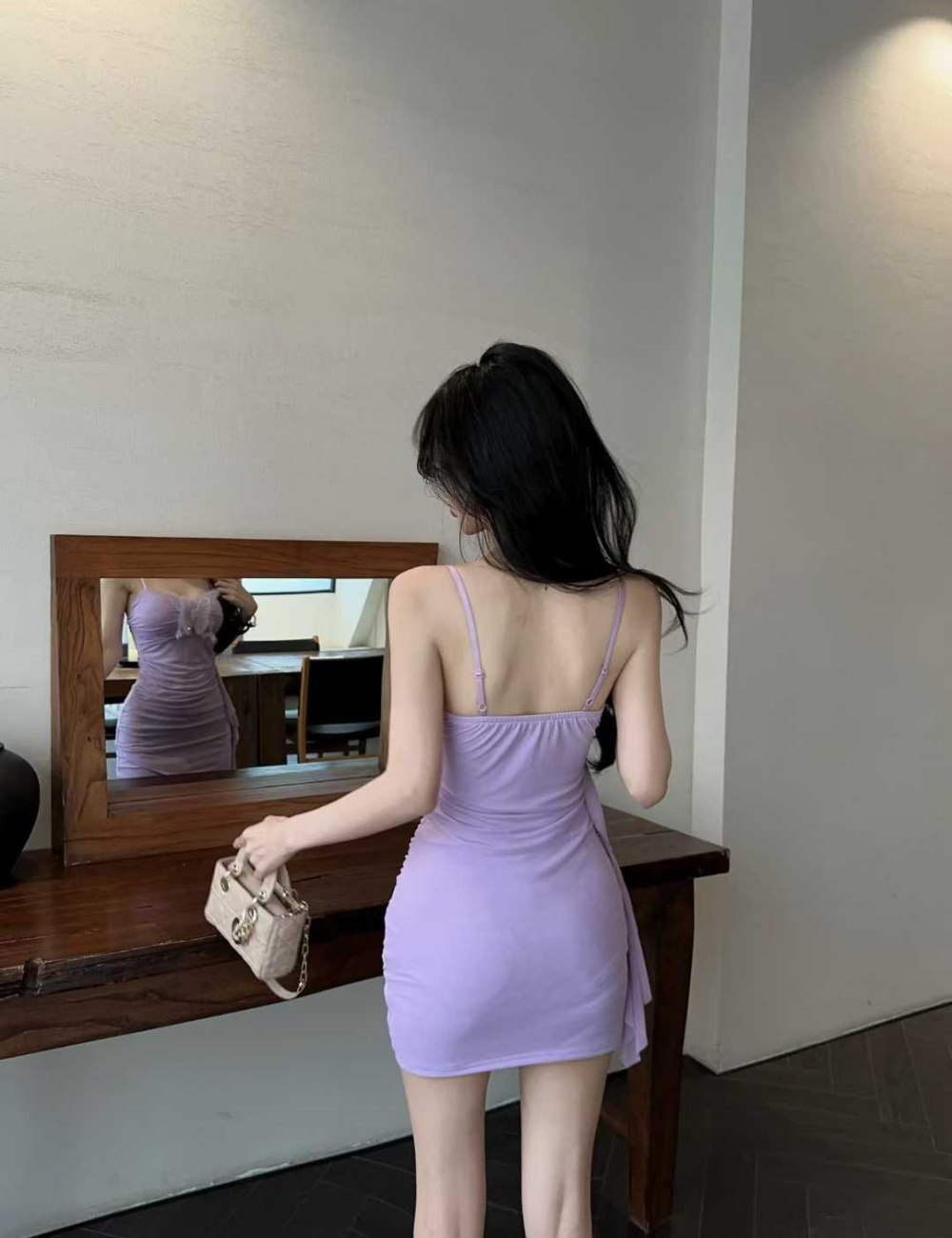 Gauze tassels bottoming sling sexy splice short dress