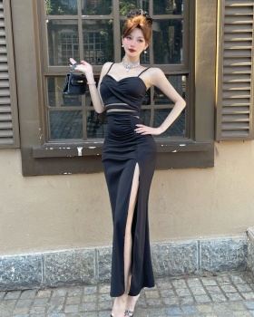 Enticement sling dress high split temperament long dress