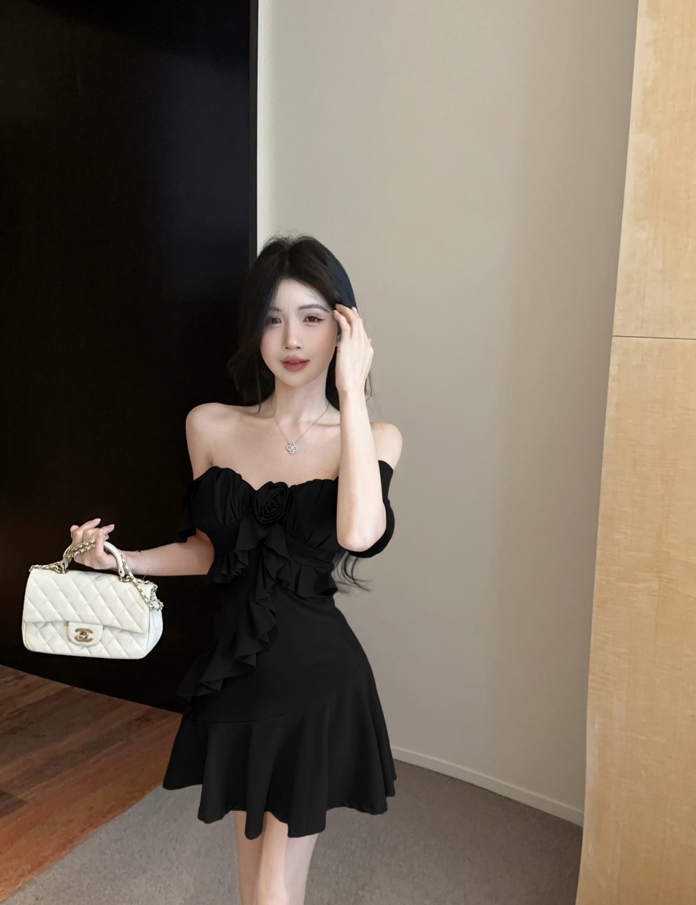 Rose summer irregular vacation strap dress for women