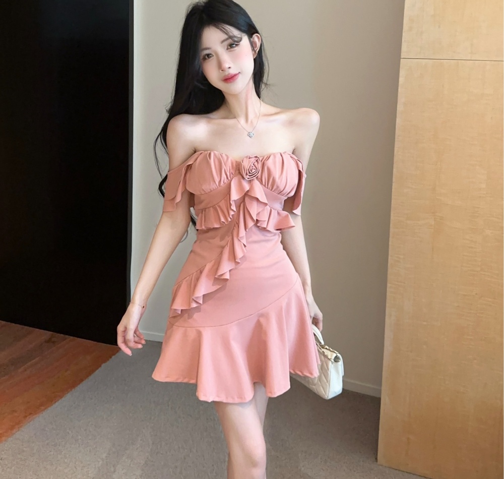 Rose summer irregular vacation strap dress for women