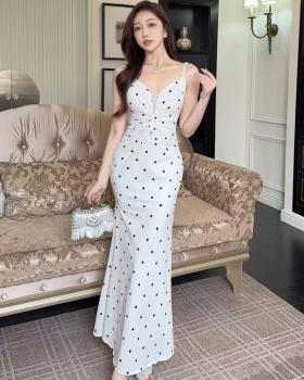 Polka dot coverlady elegant sleeveless sling dress