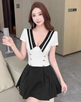 Low-cut Woolen dress sexy work clothing