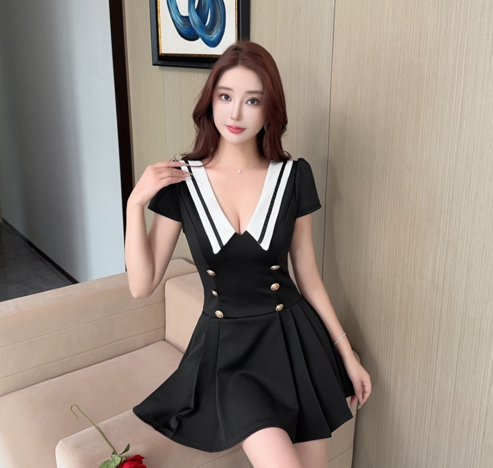Low-cut Woolen dress sexy work clothing