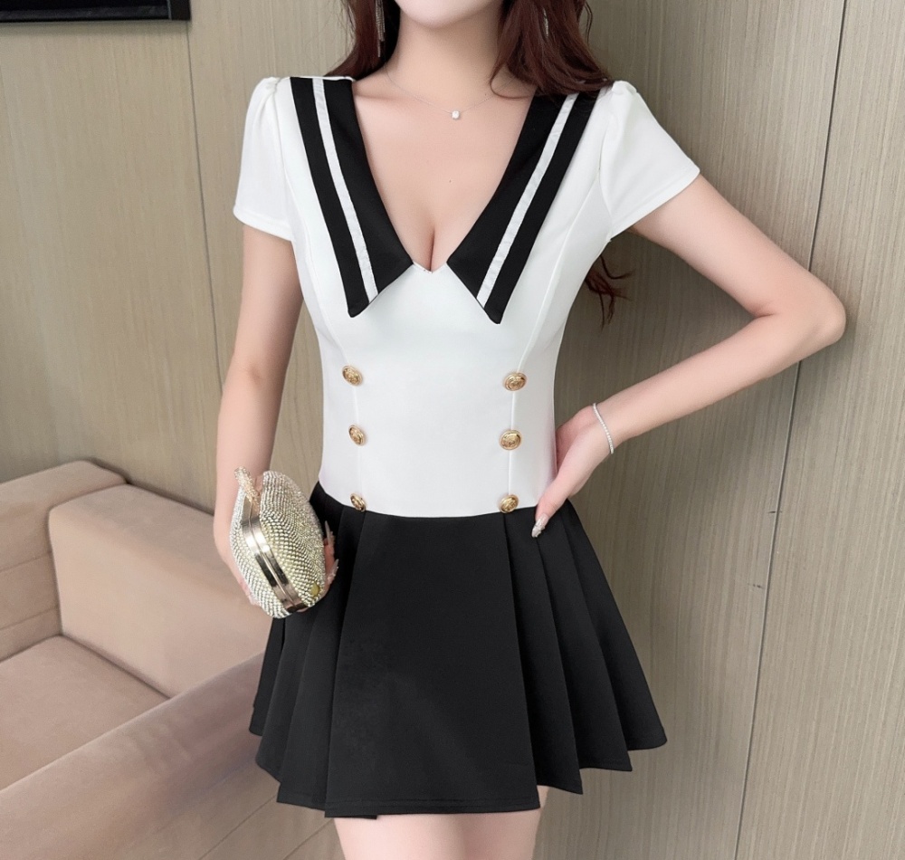 Low-cut Woolen dress sexy work clothing