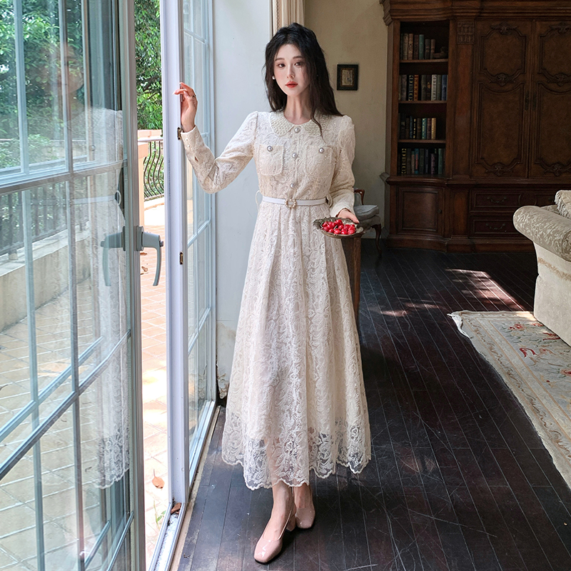 Spring France style dress temperament lace long dress