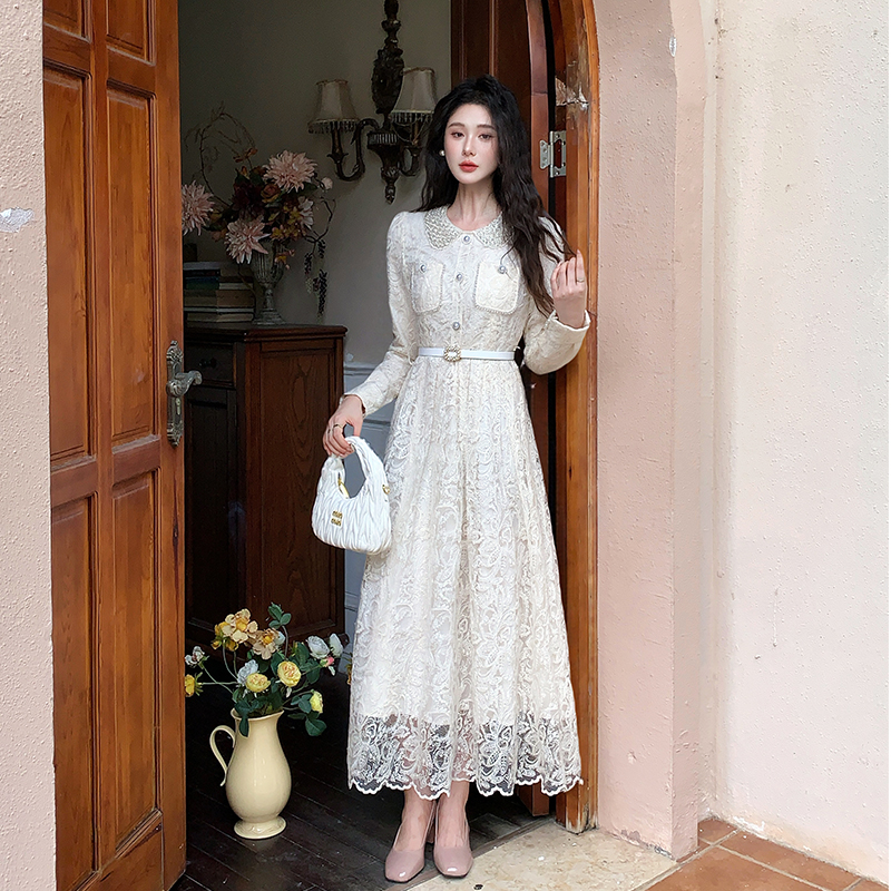 Spring France style dress temperament lace long dress