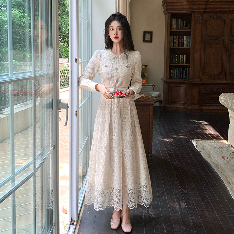Spring France style dress temperament lace long dress