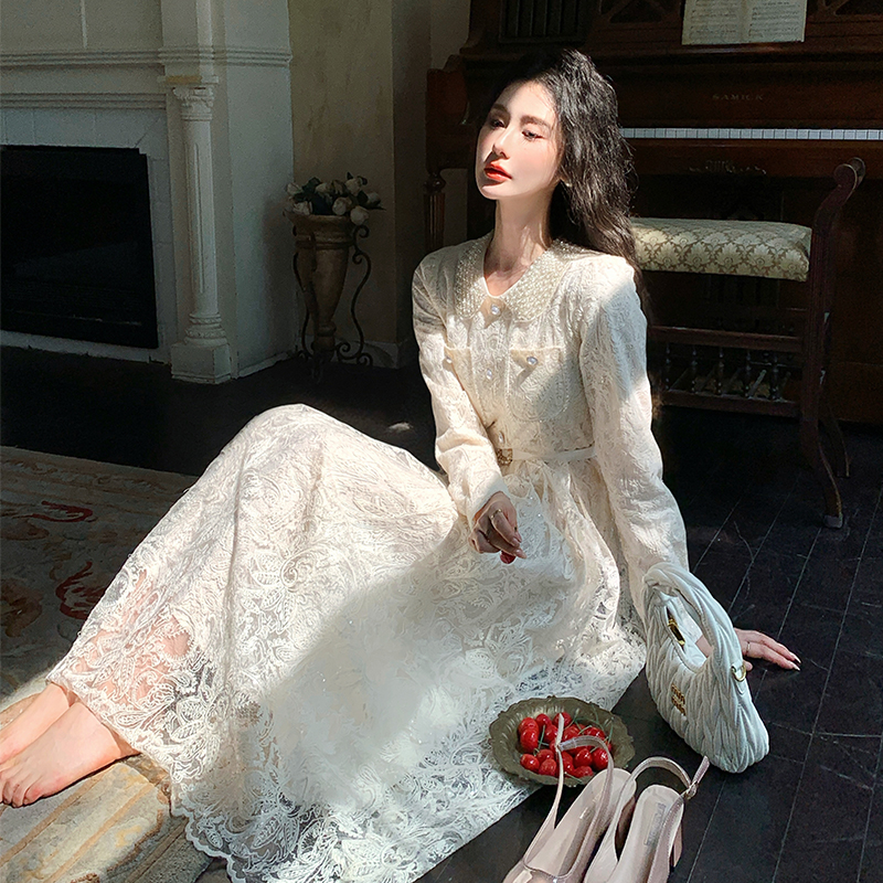 Spring France style dress temperament lace long dress