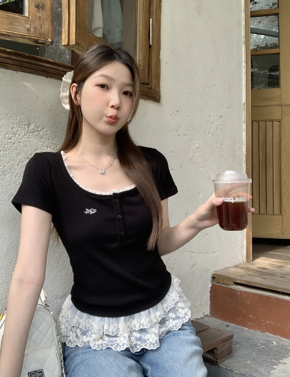 Ballet large yard spring and summer lace slim tops