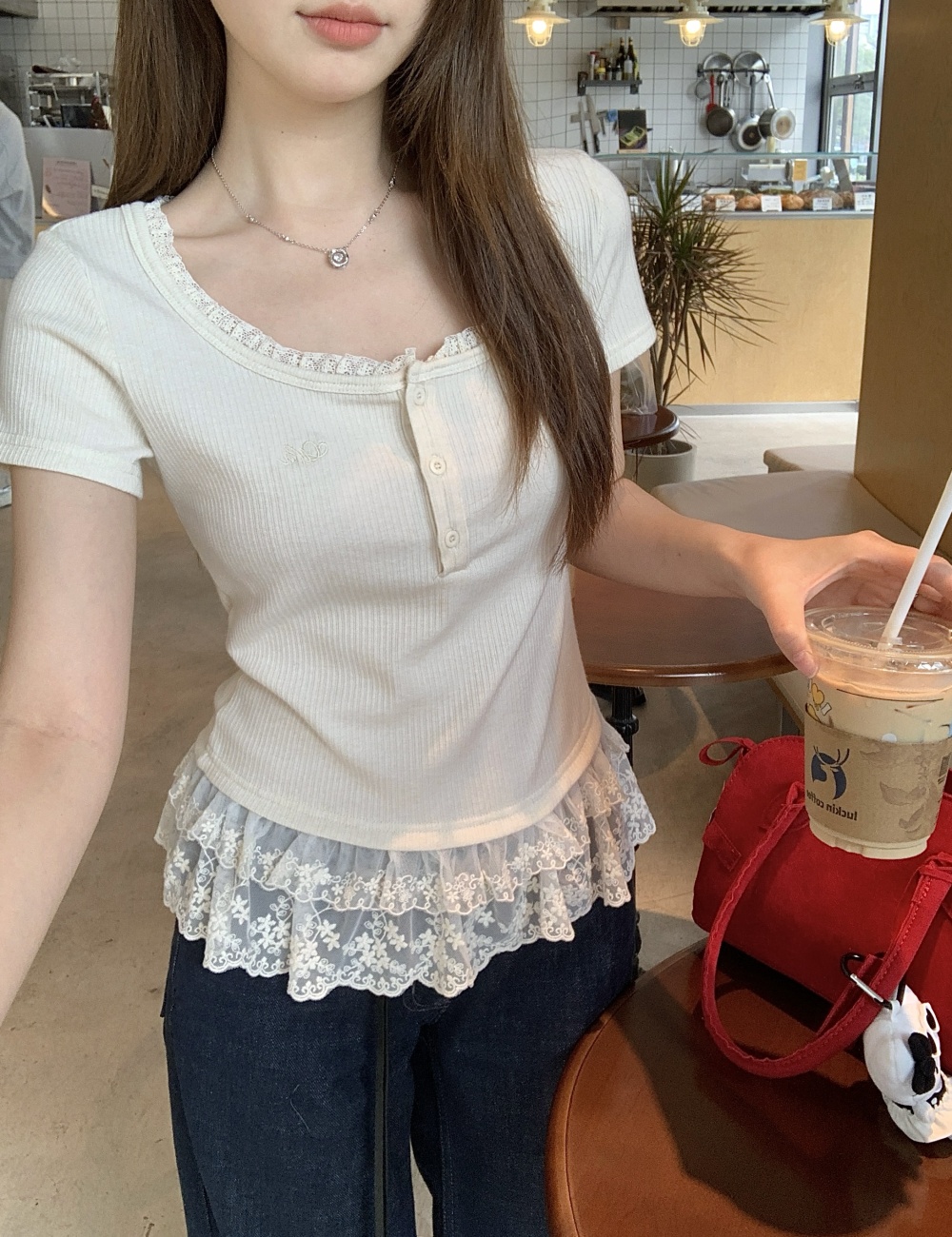 Ballet large yard spring and summer lace slim tops