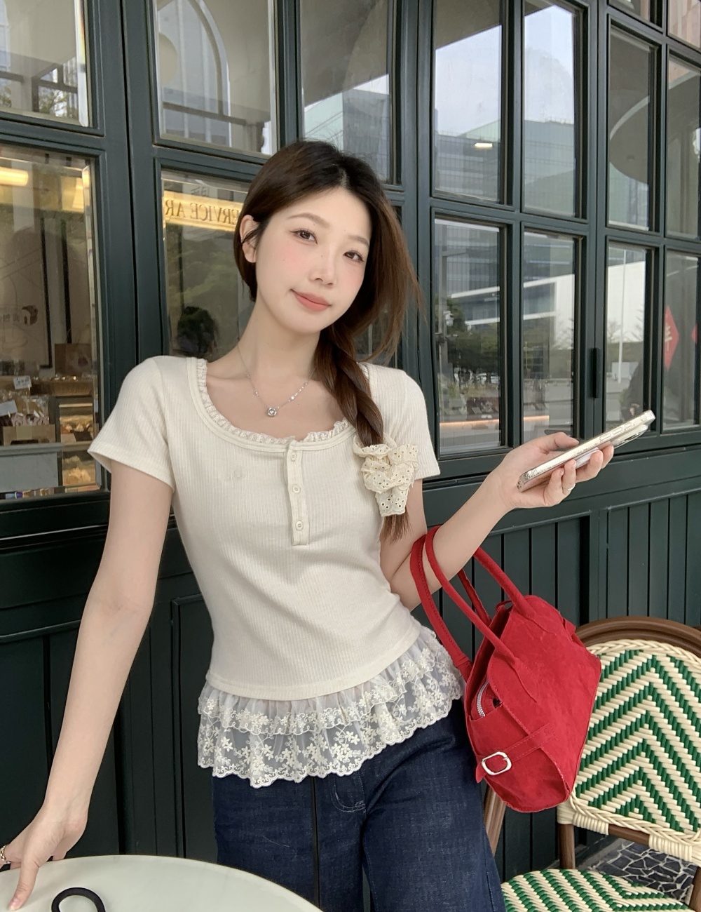 Ballet large yard spring and summer lace slim tops