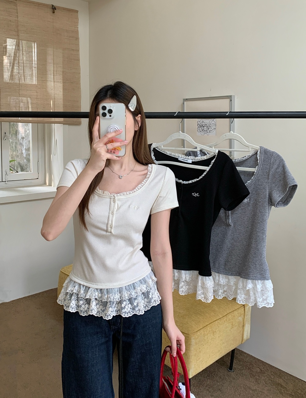 Ballet large yard spring and summer lace slim tops