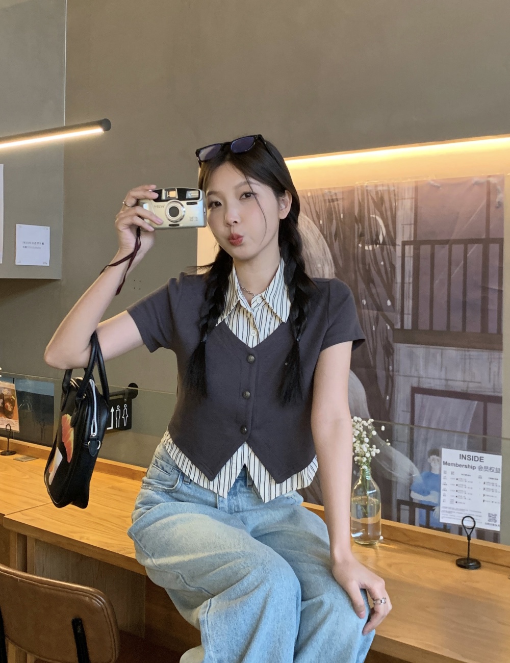 College style large yard shirt stripe tops