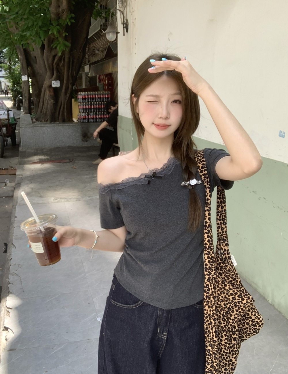 Slim lace summer tops short sleeve enticement T-shirt