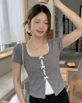 Summer slim lace T-shirt short short sleeve tops