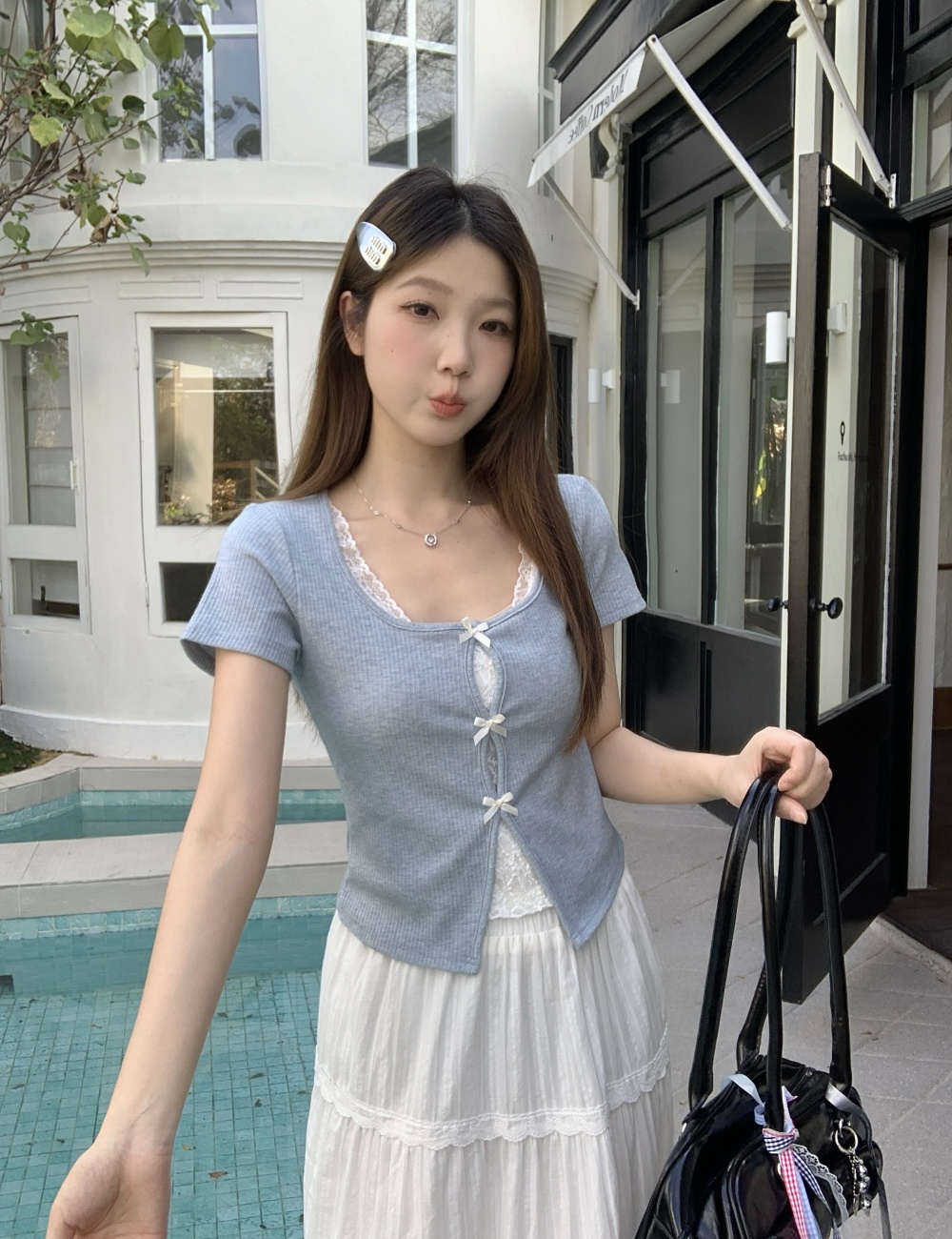 Summer slim lace T-shirt short short sleeve tops