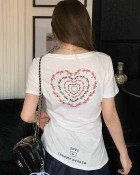 Printing large yard short sleeve T-shirt summer V-neck tops