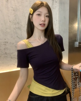 Large yard summer enticement tops slim strapless fat T-shirt