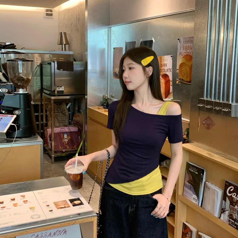 Large yard summer enticement tops slim strapless fat T-shirt