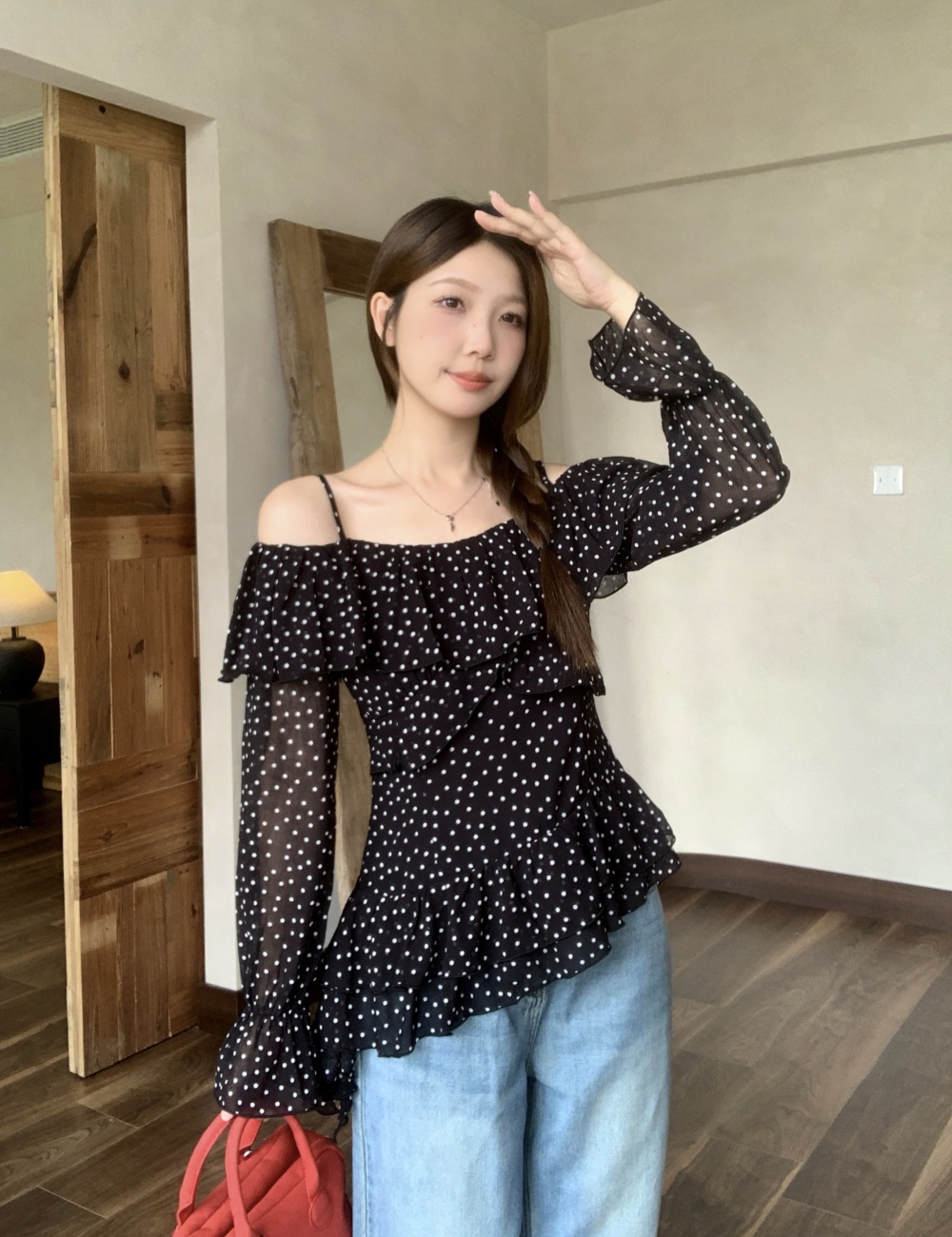 Korean style strapless tops large yard shirt