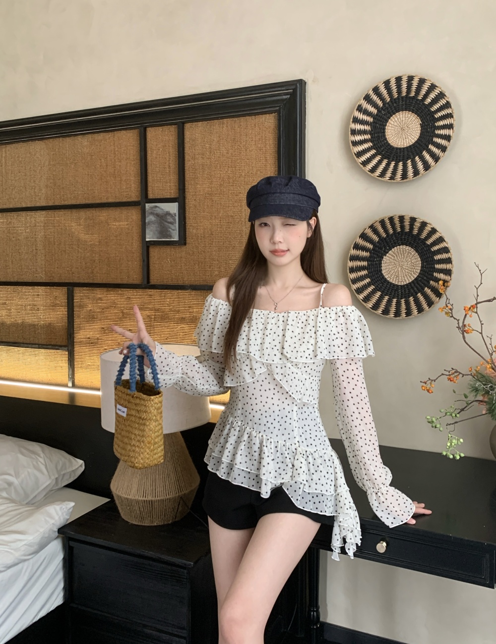 Korean style strapless tops large yard shirt