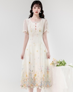 Romantic vacation lady colors France style summer dress