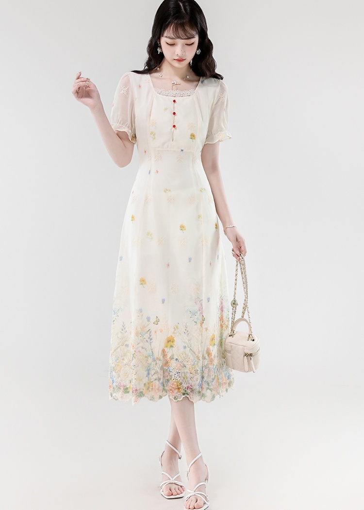 Romantic vacation lady colors France style summer dress