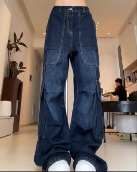 Many pocket pants wide leg work clothing for women