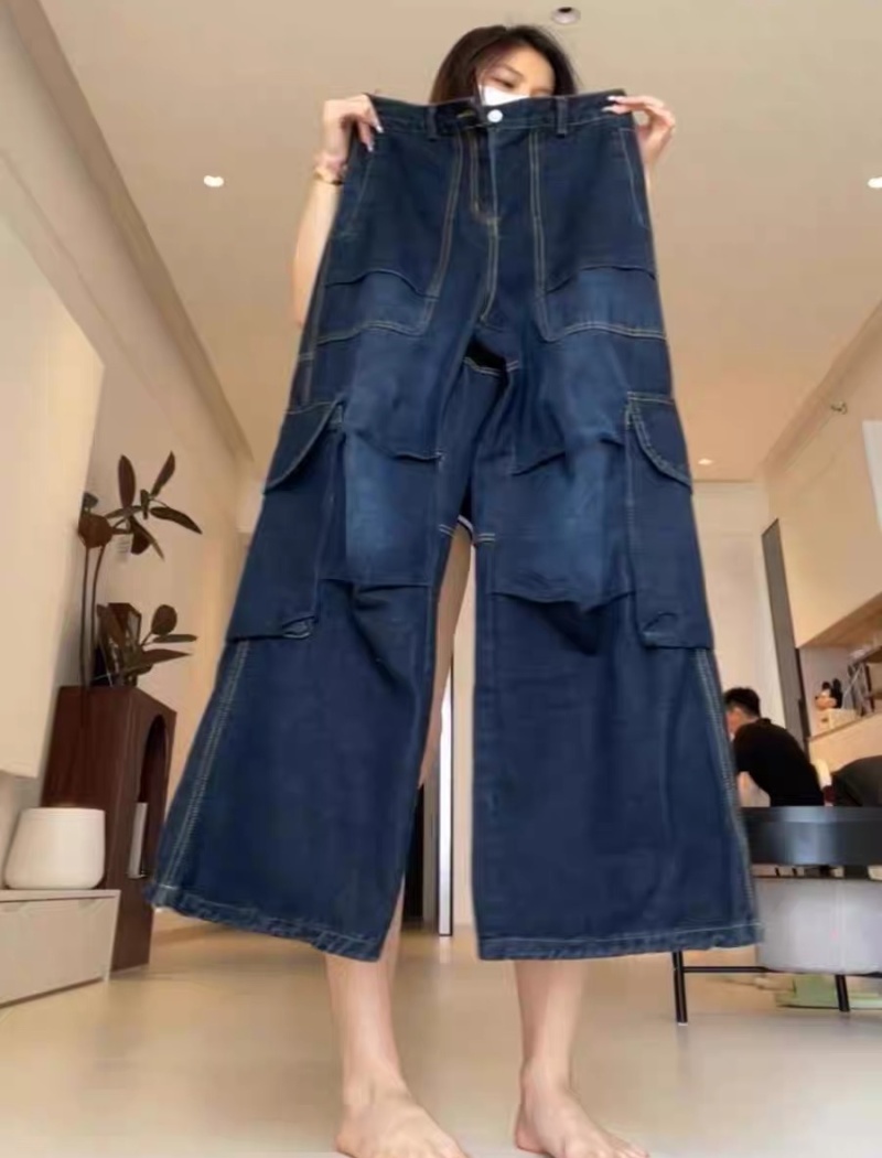 Many pocket pants wide leg work clothing for women