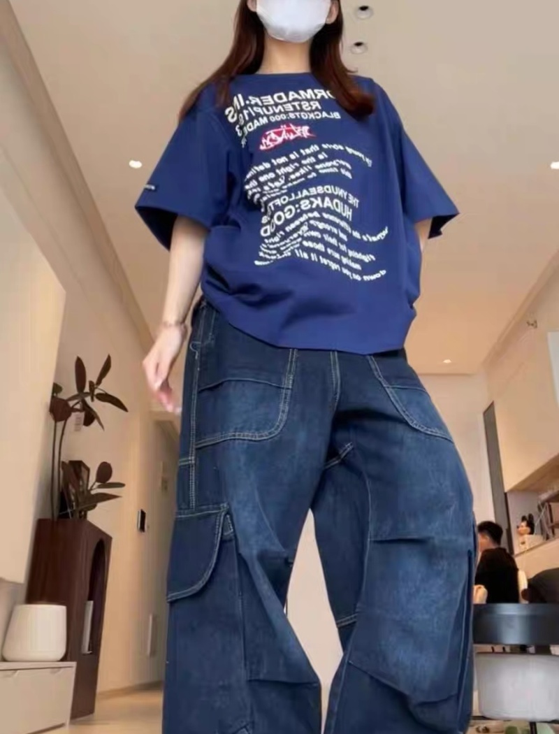 Many pocket pants wide leg work clothing for women