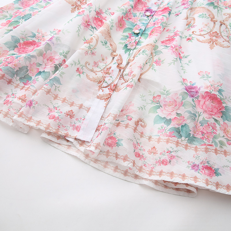 Long retro dress flowers spring and summer shirt