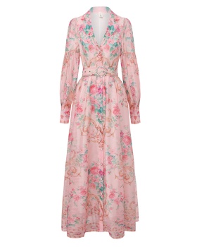 Retro long shirt flowers spring and summer dress