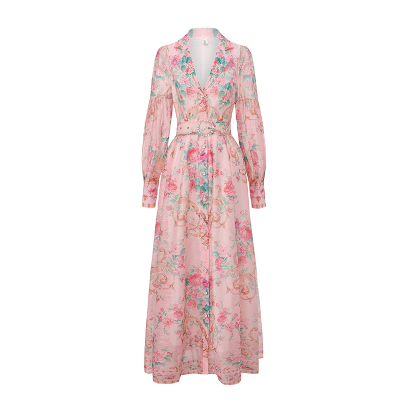 Retro long shirt flowers spring and summer dress