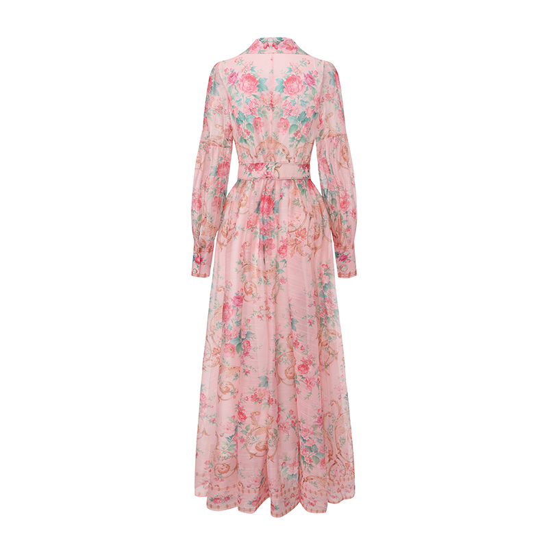 Retro long shirt flowers spring and summer dress