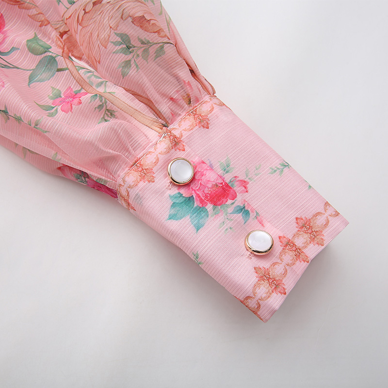 Retro long shirt flowers spring and summer dress