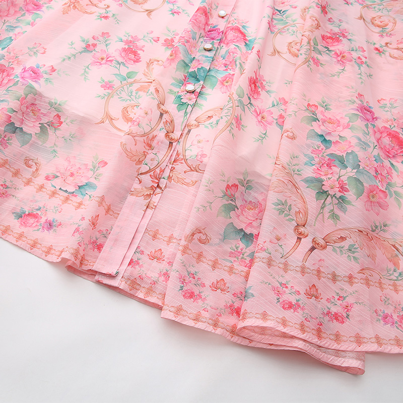 Retro long shirt flowers spring and summer dress