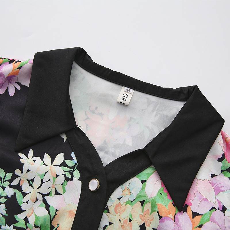 Retro spring and summer flowers boats sleeve dress