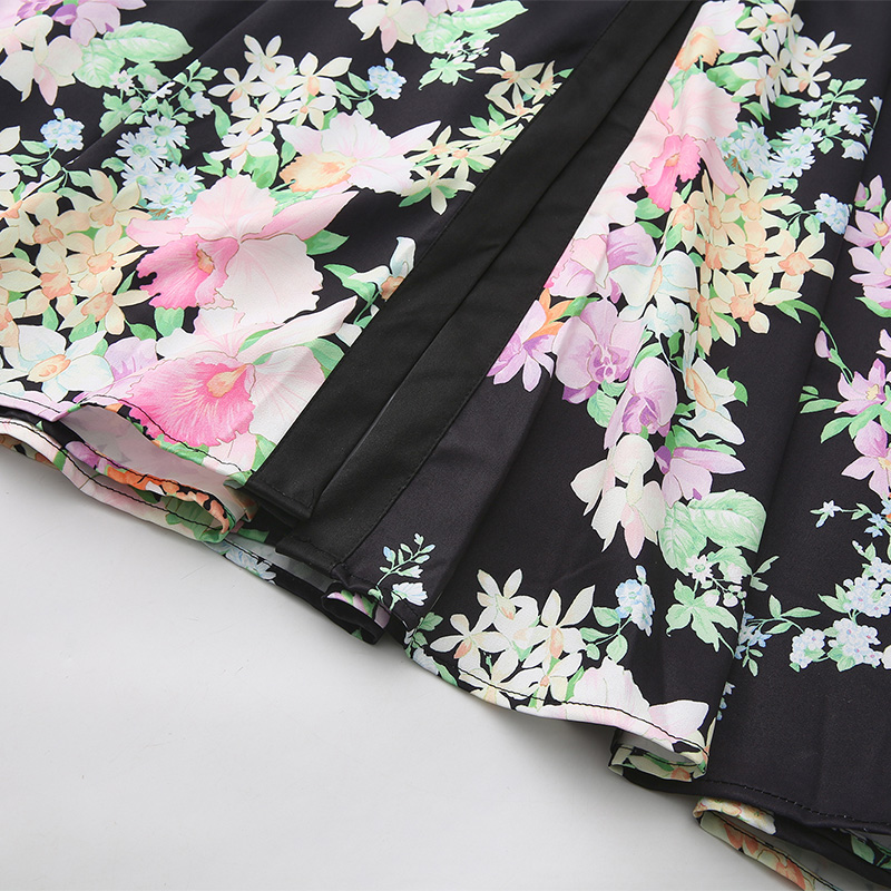 Retro spring and summer flowers boats sleeve dress