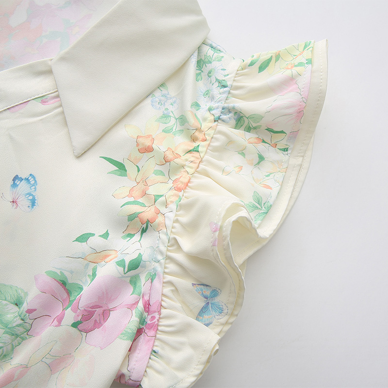 Lotus leaf edges boats sleeve long pattern dress